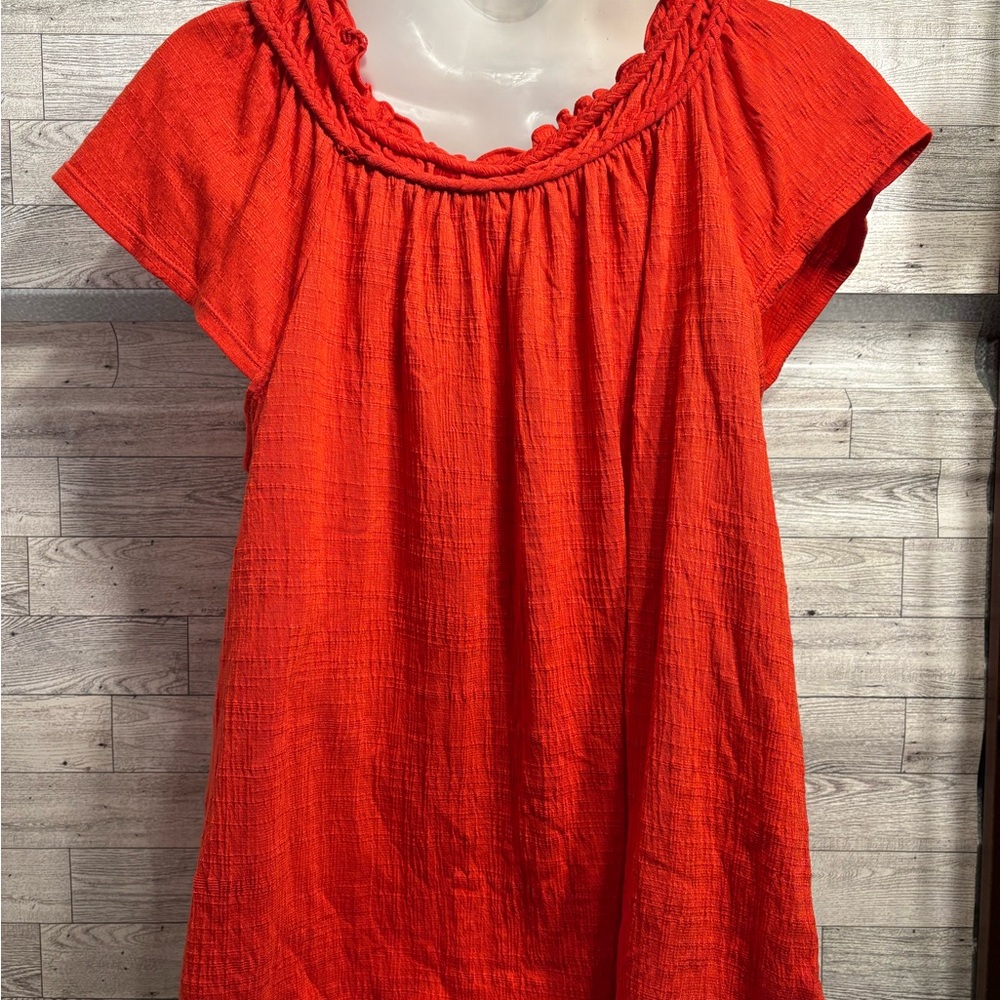 Max Studio Bright Red Ruffled Blouse - Picture 3 of 3